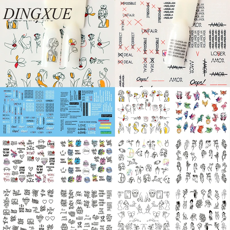 Figuras Abstractas De Unas Pegatinas De Agua Para Unas Adhesivos De Transferencia De Manicura Pegatinas Deslizantes 12 Unidades Hoja Z0149 Pegatinas Y Calcomanias Aliexpress