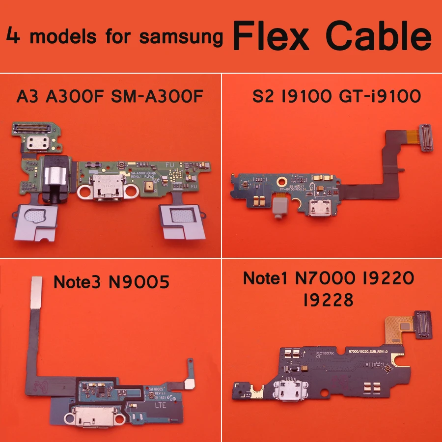 1 шт. Зарядное устройство Flex кабель для SAMSUNG Galaxy S2 I9100 GT-i9100 A3 A300F SM-A300F Note3 N9005 Note1 N7000 I9220 I9228 зарядная плата