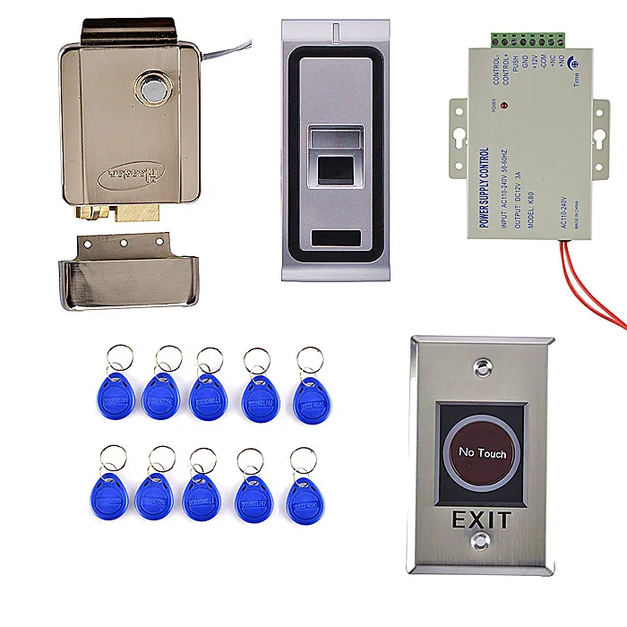 

EM Card Fingerprint Access Control System With Card Reader + Electric Lock+NO Touch Door Switch