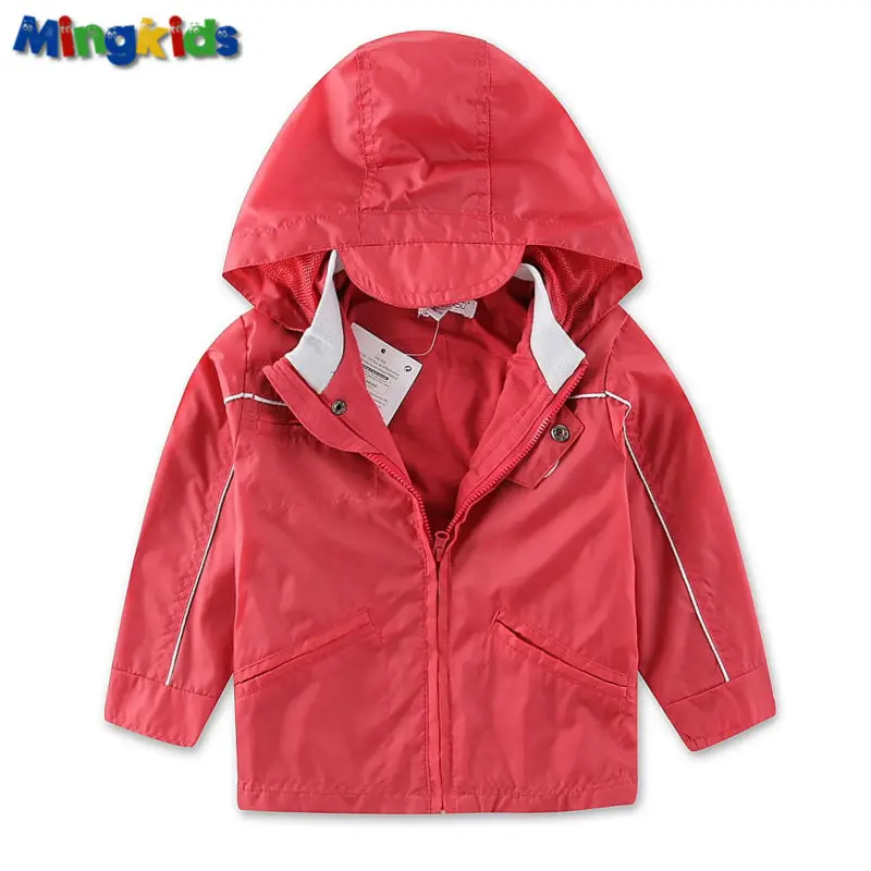 

Mingkids High quality windbreaker jacket for baby boys waterproof with cotton lining outdoor raincoat hood Sport Autumn Spring