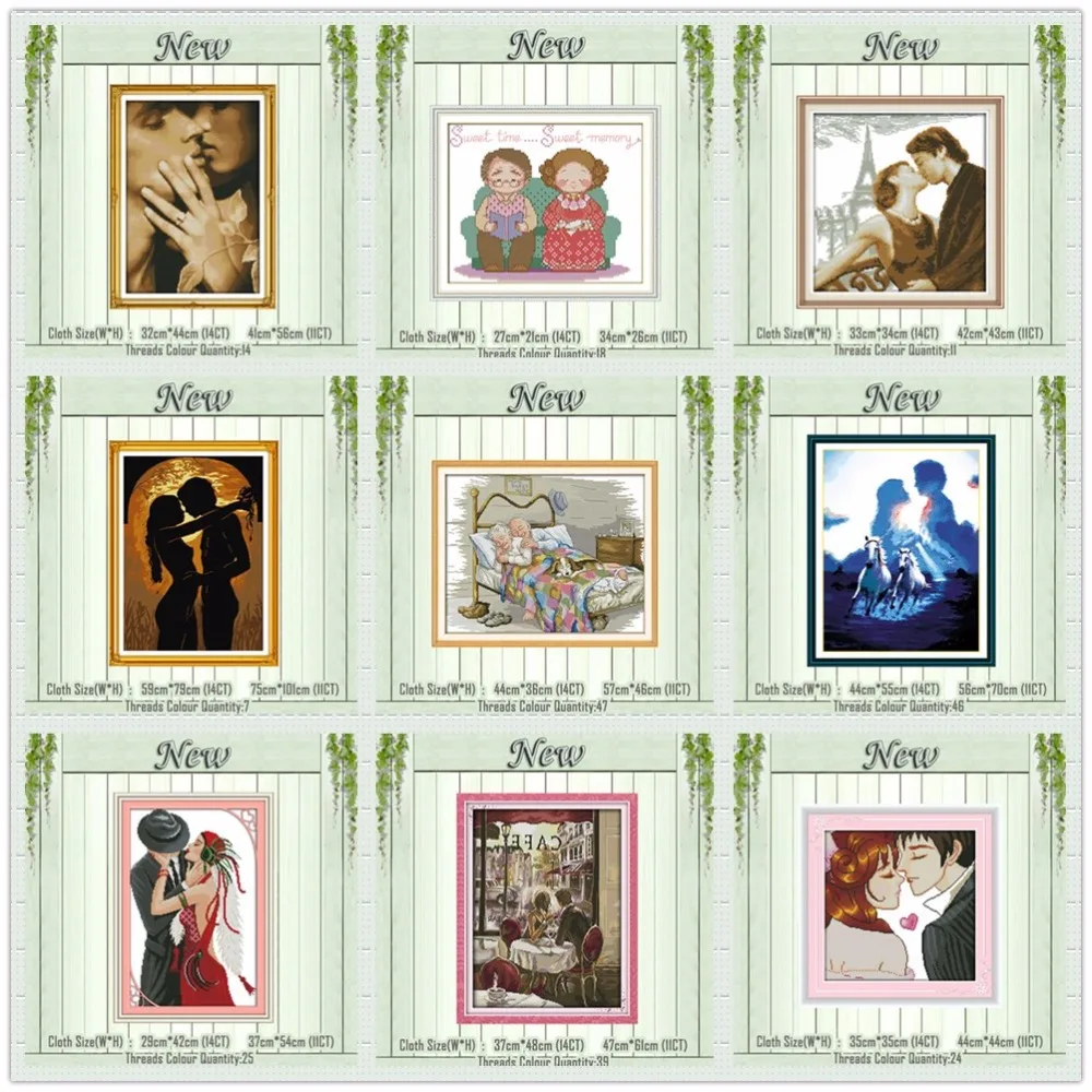 

Lovers Kiss old married couple painting counted print on the canvas DMC 11CT 14CT kits DIY Cross Stitch embroider needlework Set