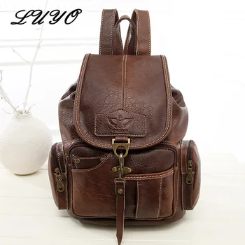

2019 High Quality Women Backpack Vintage Backpacks For Teenage Girls Fashion Large School Bags PU Leather Black Mochila Feminina