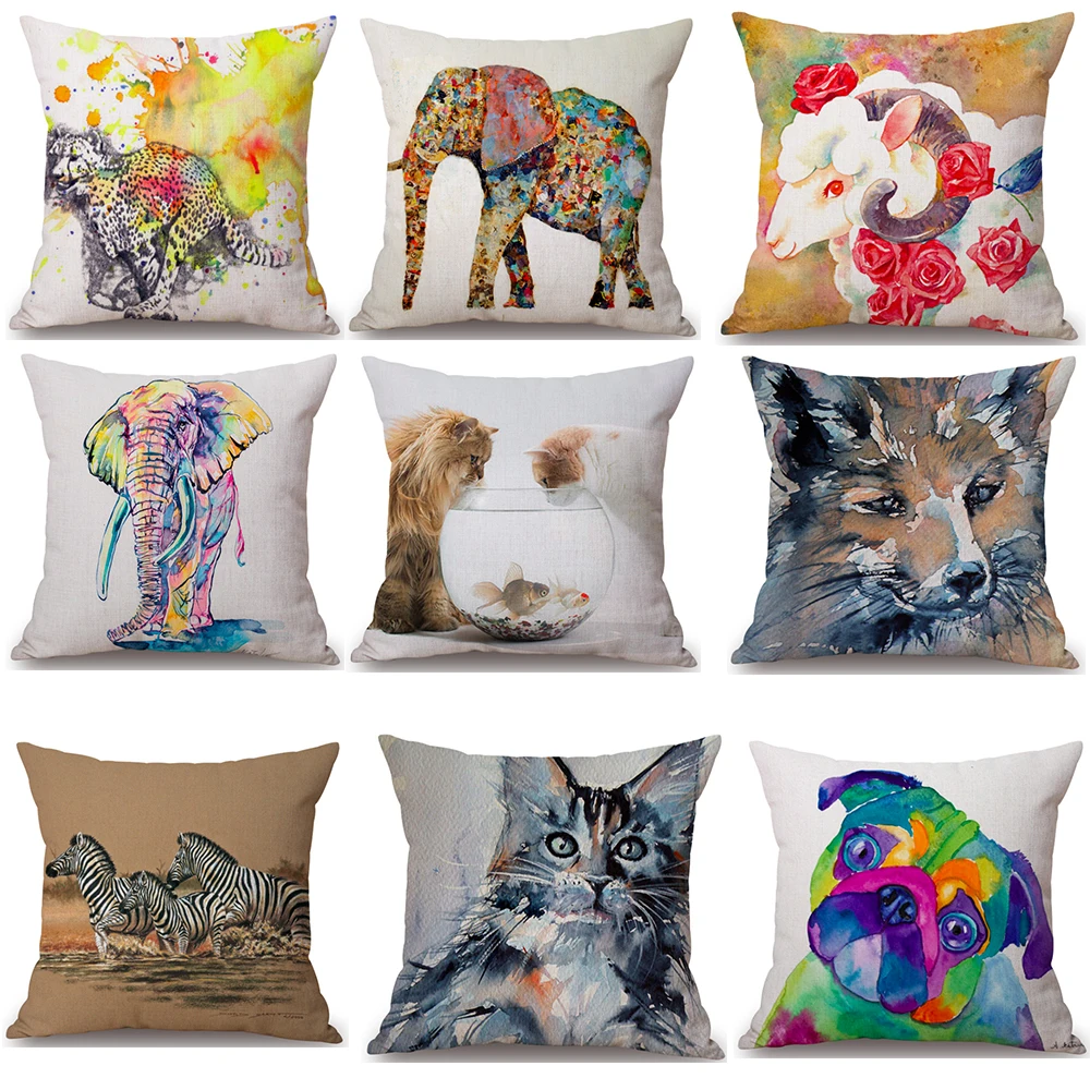 Pop Elephant Cheetah Sheep Cat Neck Body Pillowcase Linen Bed