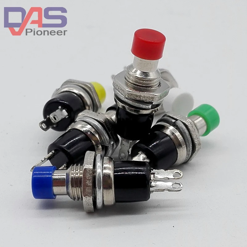 

7mm Thread Multicolor 2 Pins Momentary Push Button Switch AC 250V 1A 2 Pin SPST Off/(On) NO Normally