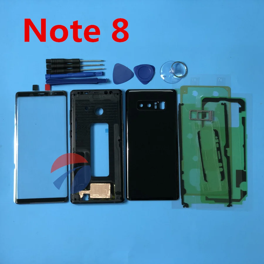 Полный Корпус чехол средняя рамка Крышка батарейного отсека дверь+ передняя стеклянная линза+ инструмент для samsung Galaxy Note 8 N950 N950F