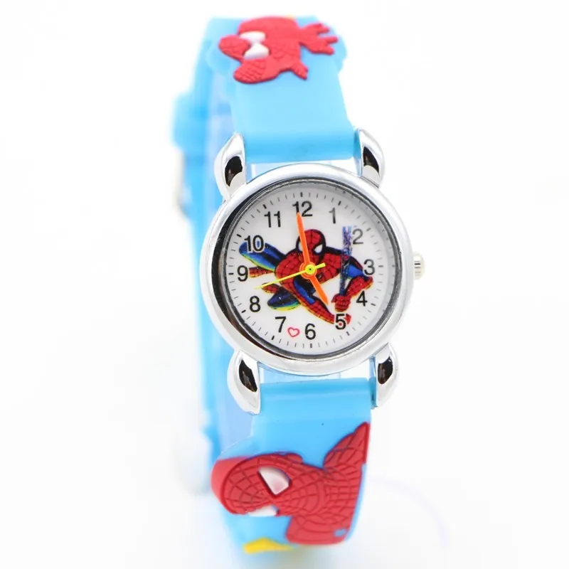 Модные детские часы с человеком-пауком, силиконовые детские спортивные часы для мальчиков, Силиконовые кварцевые часы, 3D часы, relogio masculino - Цвет: sky blue