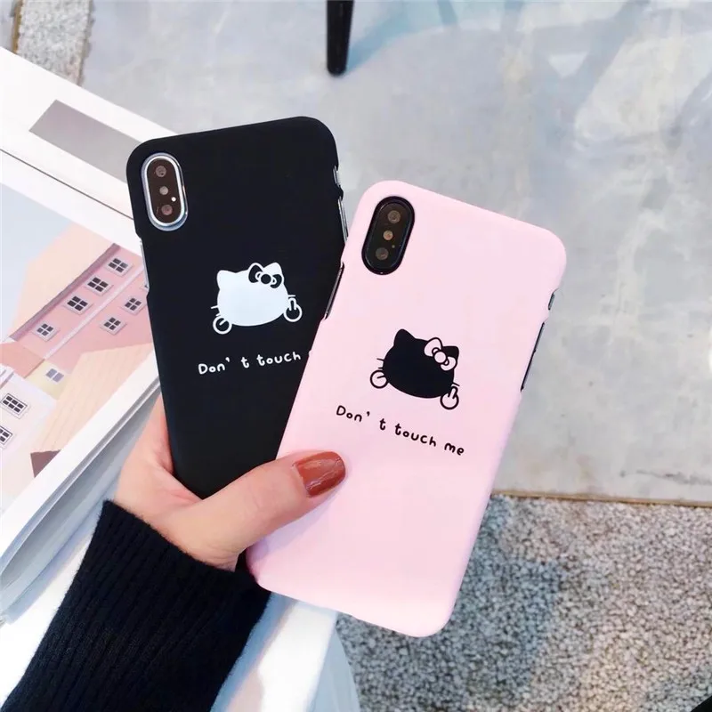 

Cartoon Cute Hello kitty Hard pc case for iphone 6s 6 Plus Half pack Protection coque For iphone X 7 8 Plus fundas