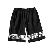 Летние мужские повседневные шорты для фитнеса, хлопковые шорты до колена на шнурке в китайском стиле, мужские модные пляжные шорты для бега, большие размеры