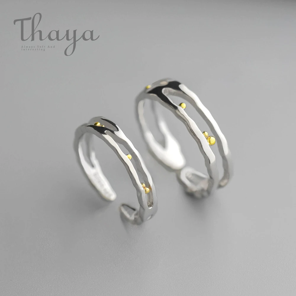 Thaya Wedding Bands Rings S925 Sterling Silver Classic Waves Gold Beads Trendy Jewelry Ladies For Women Gift Elegant huismerk kopen in de aanbieding Thaya Wedding Bands Rings S925 Sterling Silver Classic Waves Gold Beads Trendy Jewelry Ladies For Women Gift Elegant huismerk kopen in de aanbieding