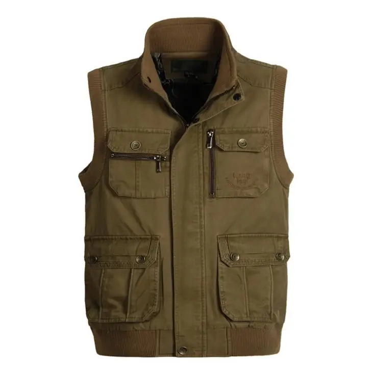 

Plus Size XL-6XL Military Men Vest Cotton Outdoor sport Multi Pocket Vest Men Photographer Shooting Waistcoat Coat hombre