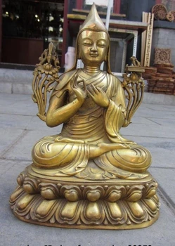 

Tibet Buddhism Temple Pure Brass Copper Tsongkhapa Tsong-kha-pa Buddha Statue