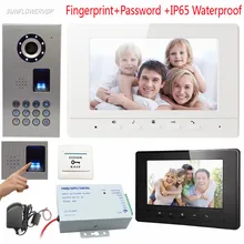 Video Intercom Fingerprint Keypad Home Video Intercom IP65 Waterproof CCD Camera Wired Color Monitor 7inch Video Door Phone