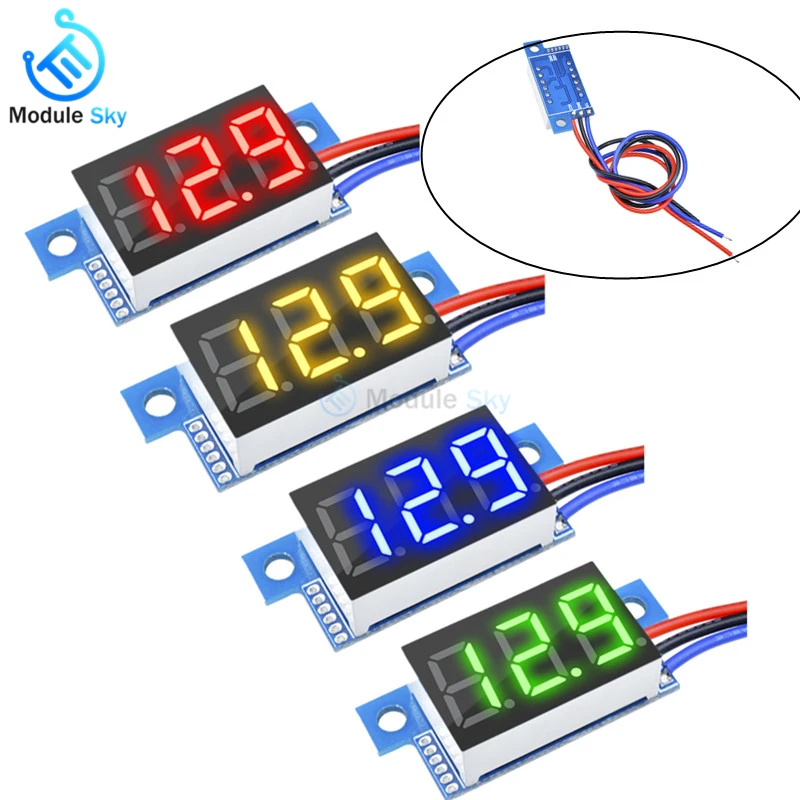 DC 0-99.9V Green LED Panel Digital Voltmeter Applied w// Alarm Indicator Green