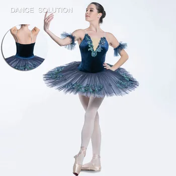 

Dark Blue Professional Ballet Dance Tutus Performance Costume for Girls & Women Solo Dance Pancake Tutu Ballet Costumes BLL085