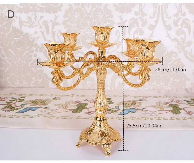 Современный Золотой/Серебряный подсвечник, роскошный европейский стол, украшение, украшения при свечах, ужин, реквизит, металлический свадебный подсвечник