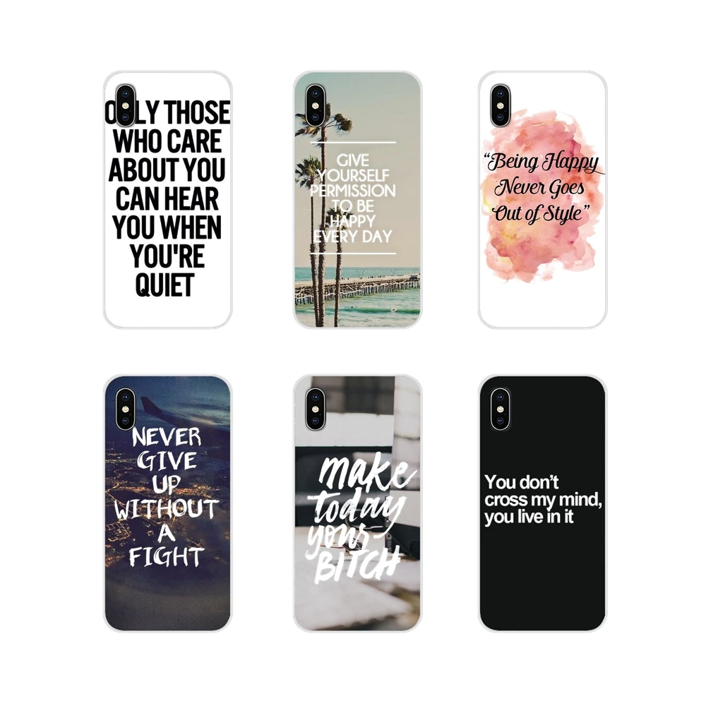 

For Apple iPhone X XR XS MAX 4 4S 5 5S 5C SE 6 6S 7 8 Plus ipod touch 5 6 Quote Design Inspirational phrase TPU Transparent Case