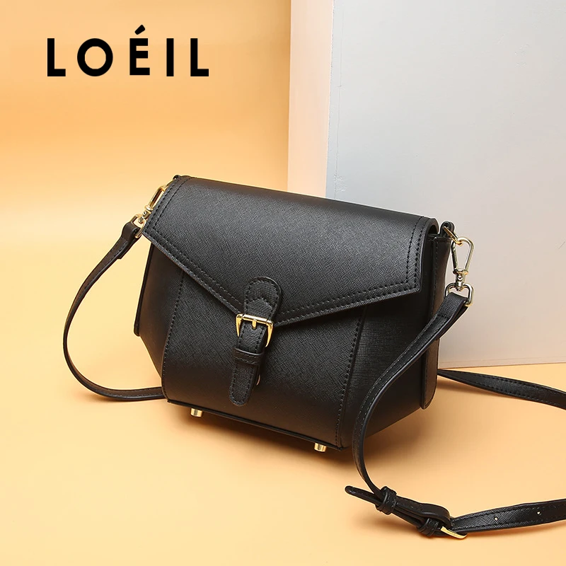 

LOEIL Cross body handbag female bag leather bag 2018 autumn and winter new fashion shoulder bag first layer leather ladies bag