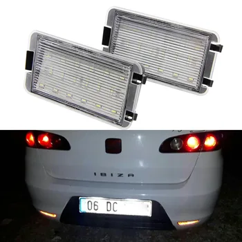 2pcs LED License Number Plate Light Error Free Canbus For Seat Ibiza Altea Arosa Cordoba Leon Toledo III OEM# 5P0943021 2pcs led licence plate light number plate lamp for seat altea arosa cordoba ibiza toledo 6000k white