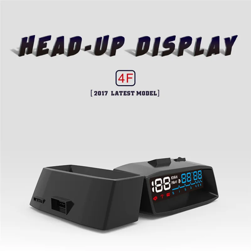 

2017 Newest 4F Car OBD2 II HUD KM/h MPH Overspeed Warning Windshield Projector Alarm System Head Up Display