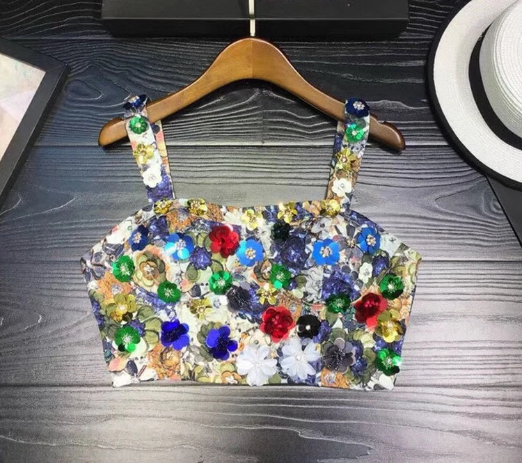 Luxury Beading Decoration Top and A-Line Short Pants Women 2 Piece Set Suit Spring Summer 2018 (11)