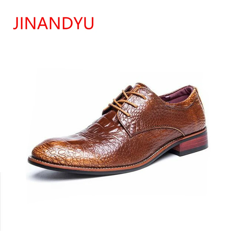 

Men's Natrual Leather Business Dress Shoes Men Brand Genuine Leather Wedding Shoes Man Crocodile Print Office Elevator Shoes