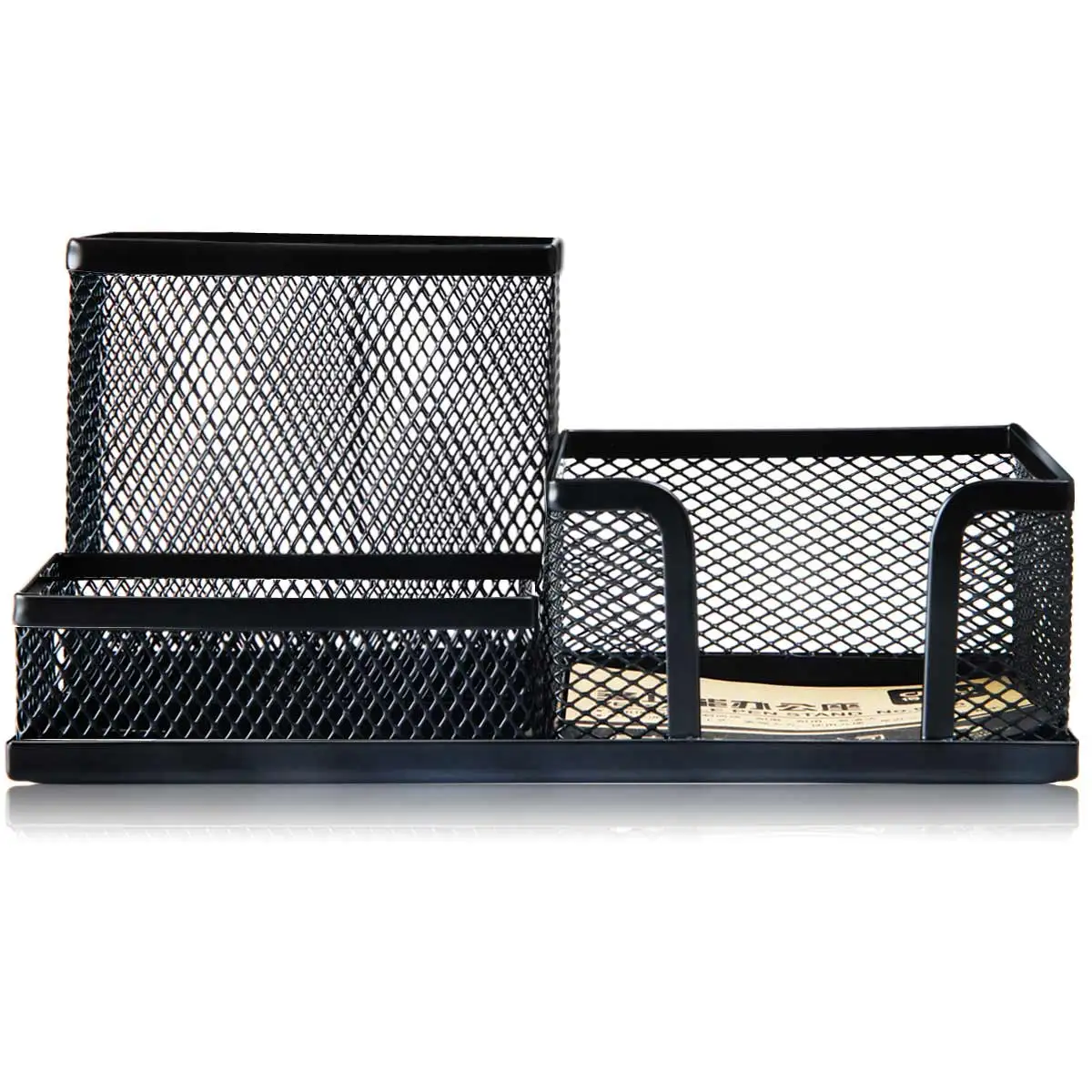 

1 Pc Square Pen Stand Holder Metal Mesh Dest Stationery Holder Big Capacity Black Color Deli 9175