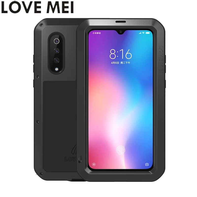 

LOVE MEI Powerful Phone Case Fundas for Xiaomi Mi 9 Mi9 Cover Heavy Duty Shockproof Case TPU Hard Metal Cover Toughened Glass
