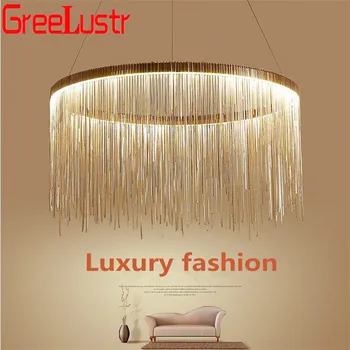 

European Art Design Chain Chandelier Lights Chrome Aluminum Hanging Lamp Round Romantic Led Lustre Pendant Ceiling Lamp Fixtures