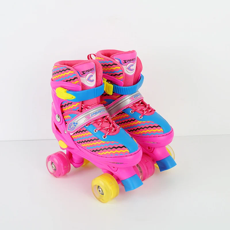 1 زوج الكبار الأطفال مزدوجة خط حذاء تزلج بعجلات أحذية التزلج قابل للتعديل حجم تنفس Patines بو وامض عجلات 2 الألوان