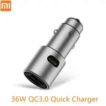 Original Xiaomi Car Charger QC3.0 X2 Full Metal Dual USB Smart Control Quick Charge 5V=3A*2 or 9V=2A*2 or 12V=1.5A*2 MAX 36W