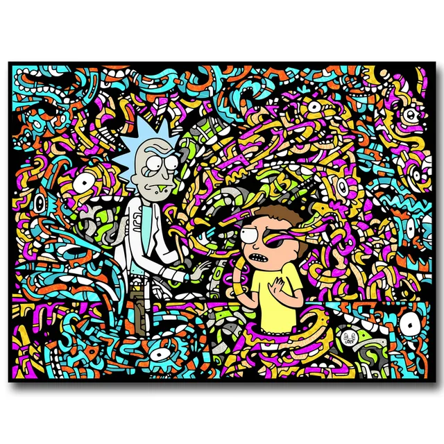 Rick and Morty Art Silk Fabric Poster Print 13×18 24×32 inch Cartoon Wall Picture For Living Room Decor  008