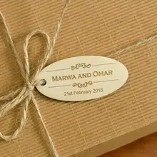 Пользовательское имя Дата овальный деревянный свадебный подарок пользу бирки обручальное свадебный душ партия выступает приглашение этикетки