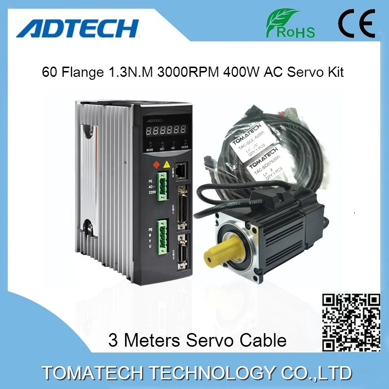 Серводвигатель и сервомотор ADTECH 1.37NM 3000 об/мин 60 фланец 400 Вт|Драйвер двигателя| |