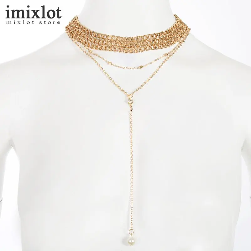 Imixlot Для Женщин Multi Цепи Роскошный Кристалл колье Цепочки и ожерелья Имитация