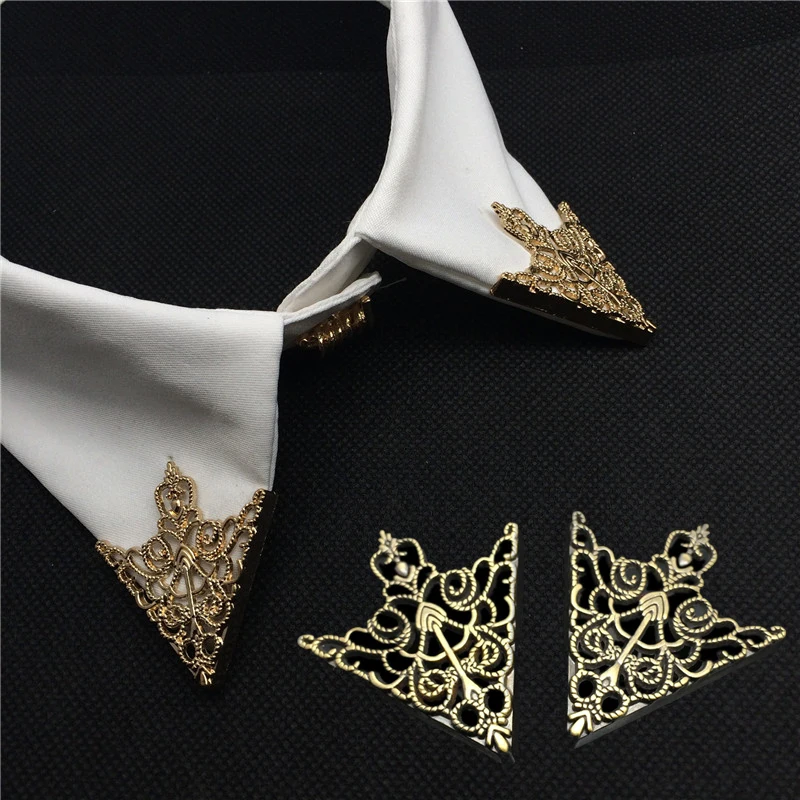 

LNRRABC Fashion 1 Pair Women Vintage Crown Hollow Pattern Shirt Collar Brooch Pin Jewelry Gift jewelry Bronze