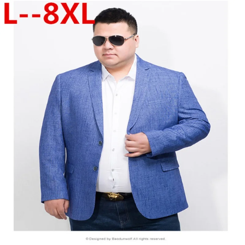 Large size 8XL 6XL 5X 4X Mens Korean Loose fit fashion cotton blazer