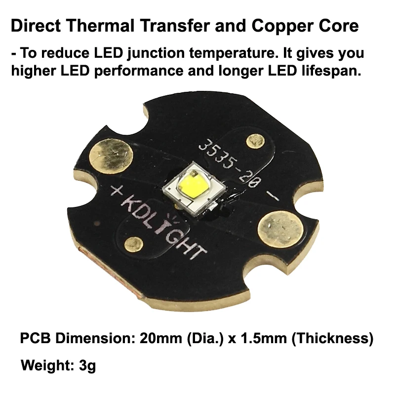Яркий светодиодный излучатель 6500K с 16 мм/20 мм DTP Copper MCPCB 1 шт.|Подвесные лампочки| |