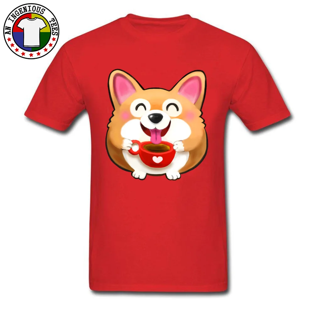 Tees Corgi Love NEW YEAR DAY Coupons Summer Short Sleeve 100% Cotton Round Collar Men T Shirt Summer Tee-Shirts Corgi Love red