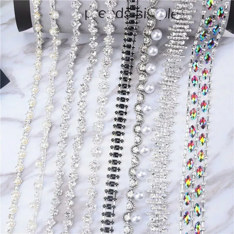 1 ярд модная свадебная жемчужная кисточка отделка подвеска-кристалл металлическая цепочка для свадебного платья украшение на голову