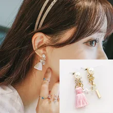 Fahion Boho Triangle Leather Tassel Long Drop Earrings Vintage Dangle Earrings Antique Fashion Jewelry Earrings for