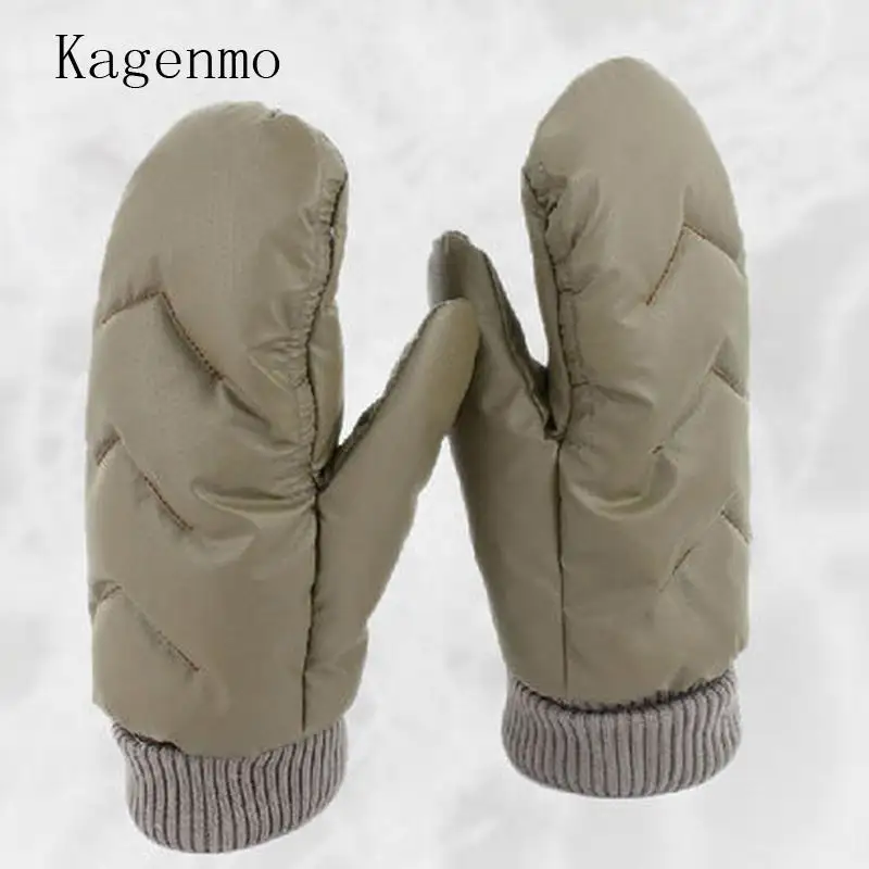 Kagenmo, новинка, женские перчатки на полный палец, супер теплые толстые ворсистые перчатки, мужские теплые перчатки на утином пуху