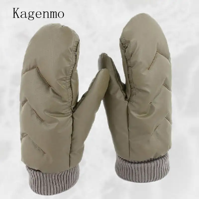 

Kagenmo new full finger female gloves super warm thick villus gloves Duck down male keep warm gloves