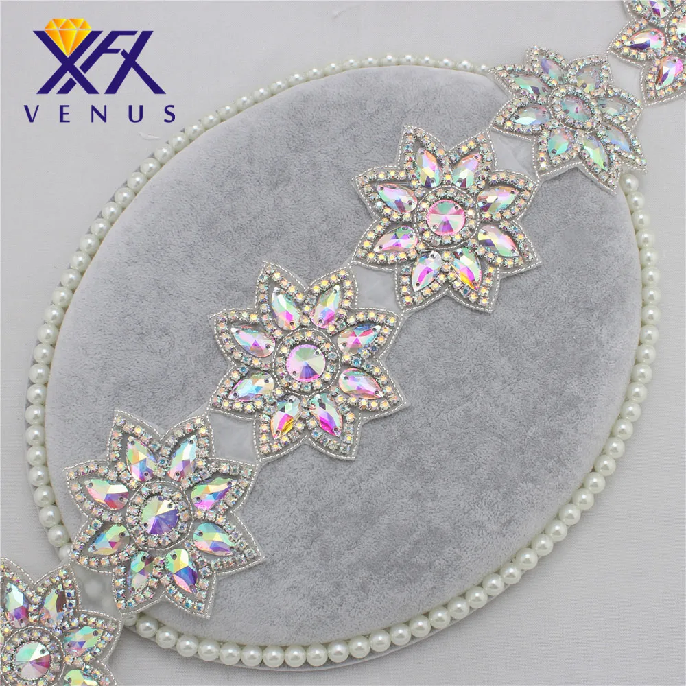 XINFANGXIU Wholesale shiny AB crystal applique colorful rhinestone