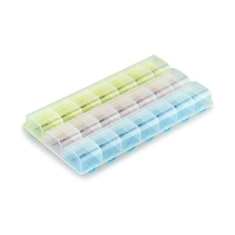 

Good He Transparent Color Empty Plastic Box Pill Tablet Medicine Organizer Weekly 7 Days 3-row Tray Storage Case 21 Compartment