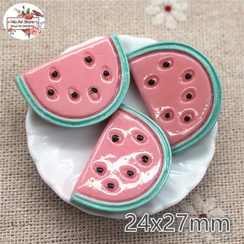 

10pcs pink Watermelon fruit Resin Flat back Cabochon miniature food Art Supply Decoden Charm Craft