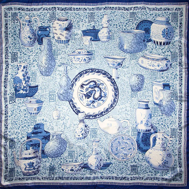 

100% Silk Scarf Women Scarf Vase Hijab Scarf Silk Big Bandana 2019 Top Selling Middle Square Silk Scarf Wrap Hot Gift for Lady