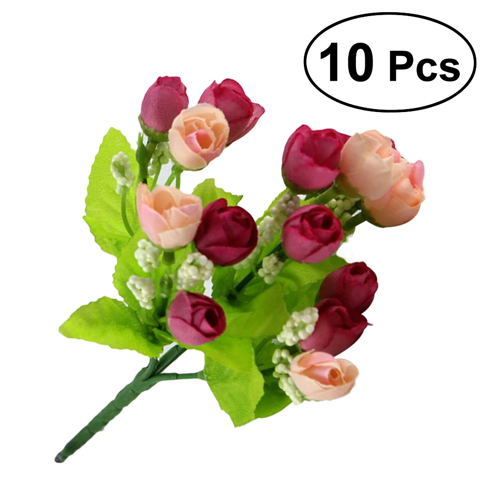 10pcs Artificial Rose Silk Single Stem Flowers Fake Plants Simulation