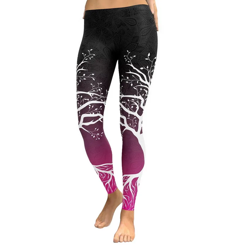 

Laamei Tree Pattern Women Leggins Fitness Printed Womens Hip Elastic Leggings High Waist Push Up Workout Slim Trousers 2019