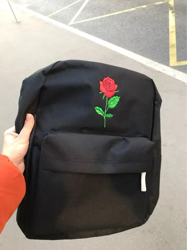 rose canvas backpack women bag men  (1)