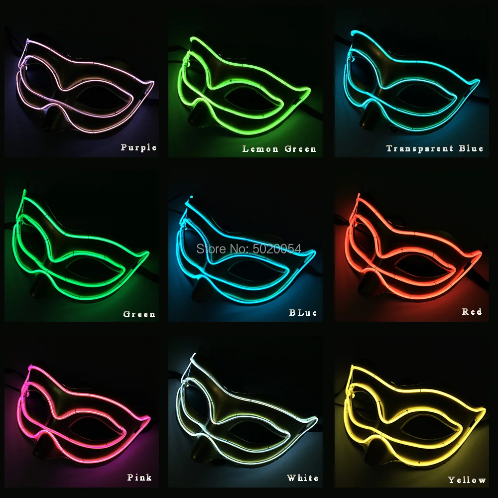 Горячие продаж 10 Цвета ночь EL светящаяся маска лиса Light Up Маска Аниме Костюм Показать аксессуары маска для взрослых